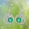 St Patricks Day Shamrock Earrings for Women Sterling Silver Tree
