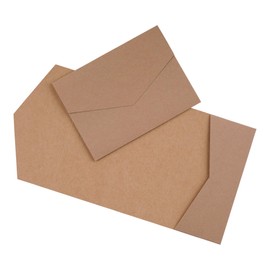 Pocketfold Card A6/C6 - Wedding Invitation - Blank (Pack of 30, Kraft Paper Landscape Format)