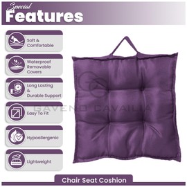 GC GAVENO CAVAILIA Booster Cushion 45x45 Cm Firm Dining Chair Large Cushions | 10Cm Thick Seat Cushions Pad Sofa Cushion Waterproof | Armchair Aubergine Booster Cushions For Adults Elderly