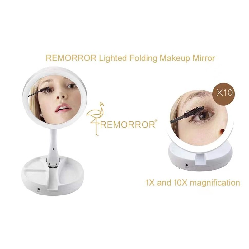 Lighted Makeup Mirror,Double Sided 10X Magnifying Mirror,Vanity Mirror with Lights,Smart