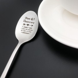 4th Anniversary Spoon Gifts for Him Her Boyfriend Girlfriend 4 Year Wedding Anniversary Present for Husband Wife Valentines Day Christmas Birthday Gift 4 Year of Marriage Gift
