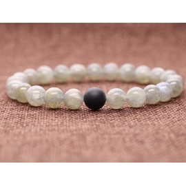 COAI Long Distance Relationship Onyx and Labradorite Gemstone Matching Set Stones Bracelet (2pcs)