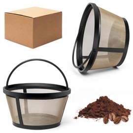 8-12 Cup Reusable Filter Basket With Closed Bottom Fits MrCoffee Coffee Maker and Brewer - Permanent Filter Replacement for Mr Coffee Gold Basket-Style Filters 2-Pack