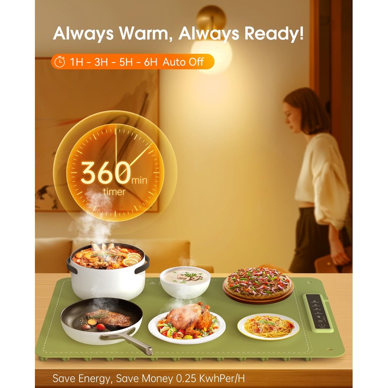 Warming Mat for Food, Rollable Electric Warming Tray, Silicone Heating
