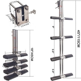 Mojiate 4-Step Stainless Steel Dive Ladder - Heavy Duty Telescoping Boat Ladder for Marine, Yacht, RV & Camper