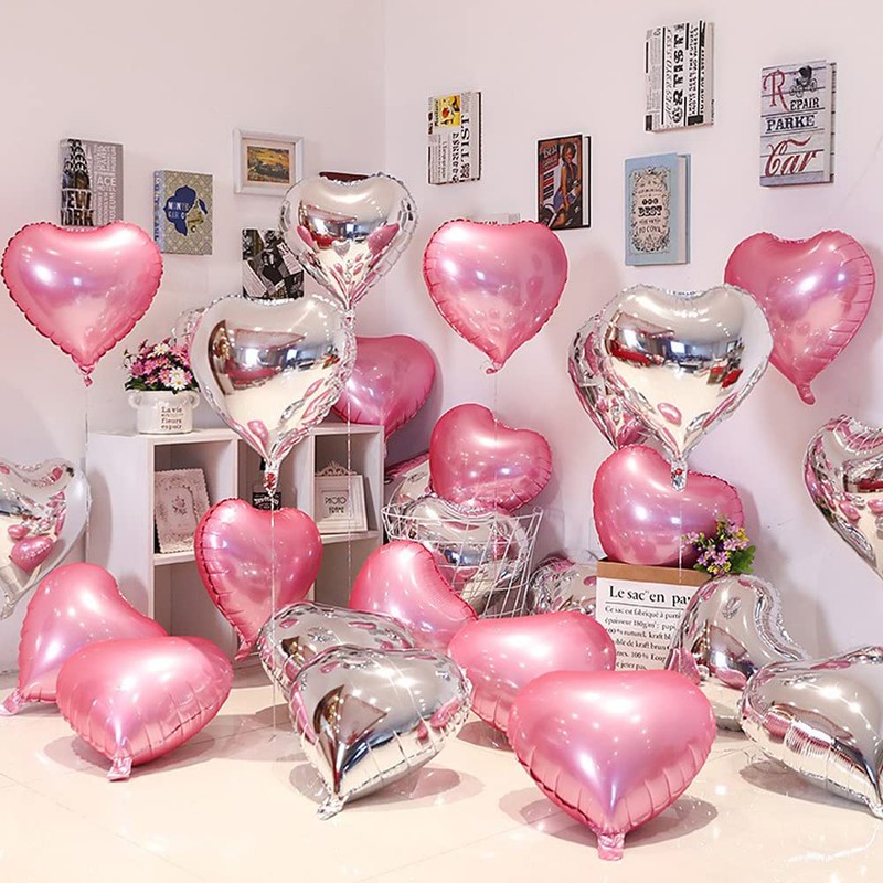 Balloons, Heart, Pack of 25, Approx. 17.7 inches (45 cm),