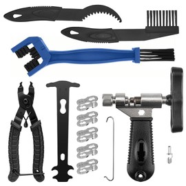 UETSNOR Chain Riveter Bicycle, Bicycle Chain Repair Set with 5 Pairs of Bicycle Chain Rivets, Bicycle Cleaning Brush, Bicycle Chain Pliers and Chain Lock Pliers, for 6-12 Speed Bicycle Chain Tool