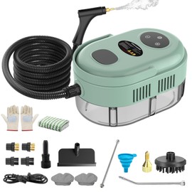 Steam Cleaner, Handheld 2500W Pressurized Heating Steamer for Cleaning,Multi-Purpose Steamer for Home Use with Water Tank, Steam Cleaner for Dirt, Grease,Grout,Tile, Floor,Couch,Car,Green