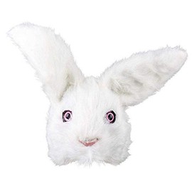 Boland 56756 Plush Half Mask Rabbit One Size White and Pink Face Mask Animal Mask Fur Mask Rabbit Accessory Costume Fancy Dress Carnival Theme Party