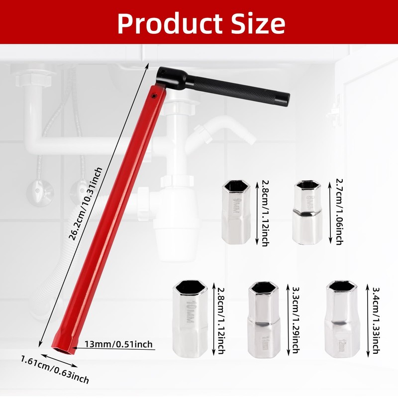 Kitnelw Basin Wrench Set Basin Wrench Tap Fitting Tool 8-12mm