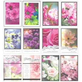 12 x Birthday Cards Multi Pack Various - Female Ladies Women Flower Floral Adult B