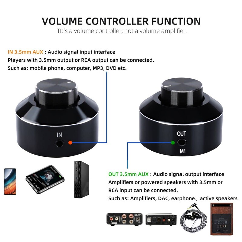 KGUSS Mini Active Volume Control Knob Volume Controller 3.5mm Audio