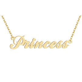 18k Gold Plated Princess Name Pendant Necklace Nameplate Necklaces Womens Stainless Steel Graduation Mother Jewelry