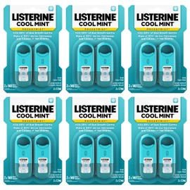 Listerine Cool Mint Pocketmist, Oral Care Mist for Fresh Breath, Non-Aerosol Sugar-Free Bad Breath Refresher Spray to Kill 99% of Bad Breath Germs, Portable, Cool Mint Flavor, 7.7 mL, 12 Sprays
