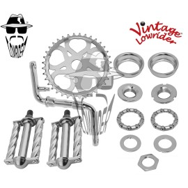 Vintage Lowrider Vtg LOWRIDER HEART CHROME CRANK BUNDLE TWISTED PEDALS 20 CRUISE LOWRIDER BICYCLE