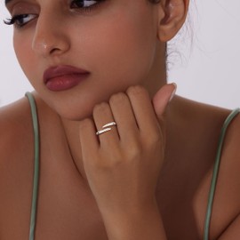 Streling Silver Open Eternity Band Rings for Women, Pinky Thumb Pointer Finger Rings, Hypoallergenic Waterproof Non Tarnish Everyday Jewelry