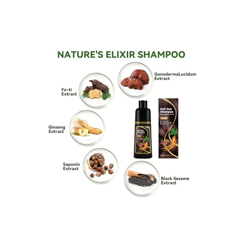 Champú Tinte Castaño Oscuro Nutrición Natural Cubrir Canas Mujer Coloración