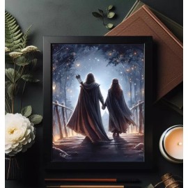 Aragorn Arwen Holding hands Lord of the Rings Husband Wife Watercolor Wall Art