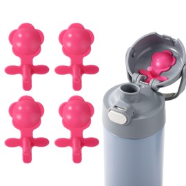 4pcs Replacement Stopper for Thermos Funtainer 16oz Stainless Steel Vacuum Insulated Bottle, Silicone Lid Plug with Flower Style Replacement Parts for Water Bottle (Pink)