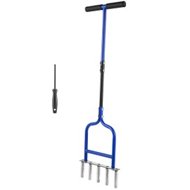 YOWPSY Lawn Coring Aerator, Stainless Steel 5 Corer Plug Aerator Tool with Soft Rubber Grip, Manual Grass Aerating Tool, Garden Tool & Cleaning Hand Tool for Loosening Soil and Improving Lawn Health