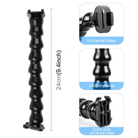 PULUZ Go Pro Clamp Mount, Jaws Flex Go Pro Gooseneck Clamp for Go Pro Hero 12, 11, 10, 9, 8, 7, 6, 5, 4, Session, 3+, 3, 2, 1, Hero (2018), Fusion, Max, DJI Osmo Action Cameras