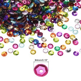 MECCANIXITY Lentejuelas Sueltas de 4mm, Lentejuelas Plateadas con Reverso, 3000 Piezas, Lentejuelas en Forma de Copa, Lentejuelas para Bordado, Manualidades, Multicolores