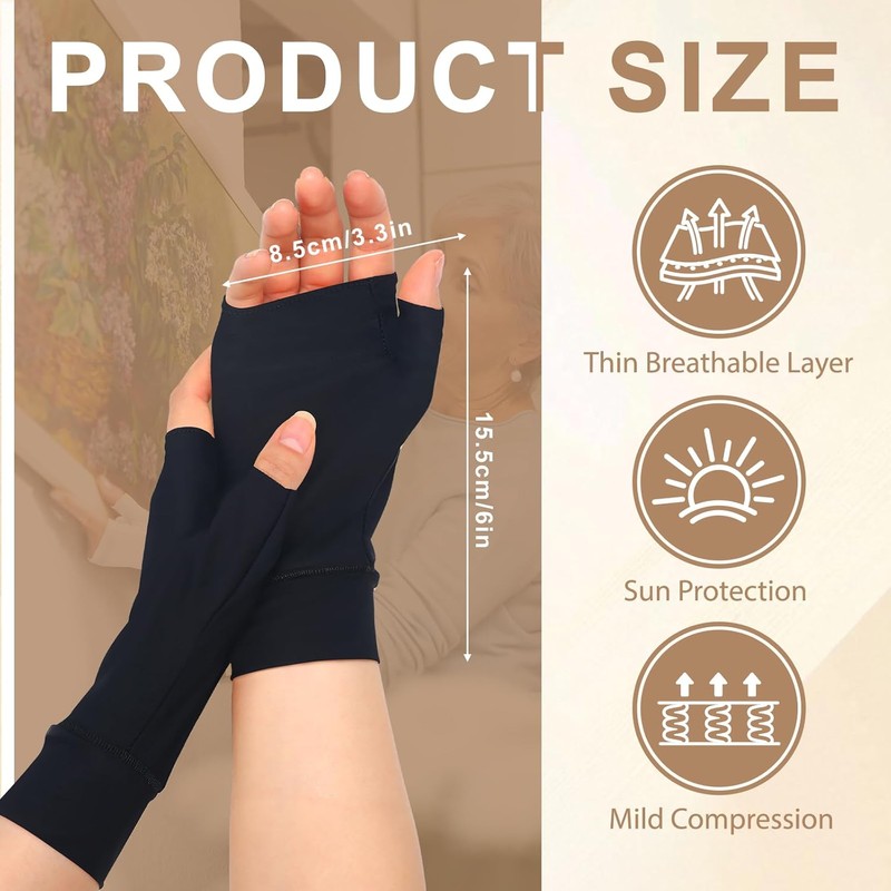 Chicingyou 3 Pairs Elderly Skin Thin Protector Gloves Tone Fingerless