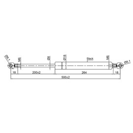Generic Universal Gas Struts Spring Eyelet | 100-1000 Newton | Length Options 200 mm to 900 mm | Heavy-Duty | Lift Support System (500MM, 700 N)