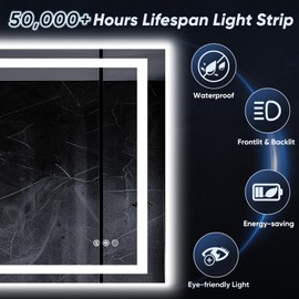Homsion LED Bathroom Mirror, 40"x30" with Frontlit and Backlit Anti-Fog Mirror with Lights LED Vanity Mirror for Bathroom 3 Colors Temperature & Dimmable Bathroom Mirror with HD Tempered Glass
