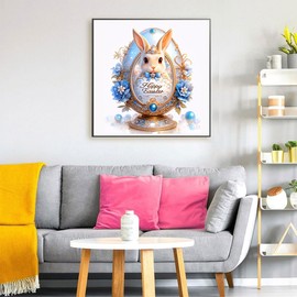 GOUOYANA Diamond Art Kits for Adults, Rabbit Easter Egg 5D Diamond Painting Kits for Beginner DIY Gem Art Full Drill Diamond Dots Crystal Craft Kits for Home Wall Decor Gifts 14x14inch