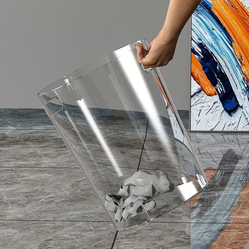 SEWACC Clear Waste Basket Plastic Trash Can Small Wastebasket Garbage