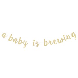 A Baby is Brewing Banner - Guirnalda de papel para fiestas, color dorado