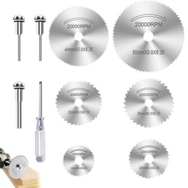 HELION Wood Cutter, 10 PCS Rotary Drill Saw Blades Steel Saw Disc Wheel Cutting Blades Cutting Discs for Dre Mel Cuttings Discs, Rotary Tool Accessories with Screwdriver and 3.2mm 6mm Rod