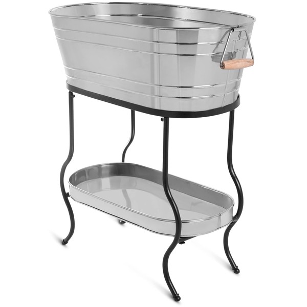 BIRDROCK HOME Stainless Steel Beverage Tub with Stand - Bottom