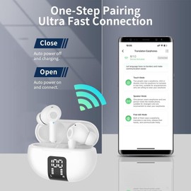 Neyes AI Translation Earbuds Two Way Real-time Translator Earbuds in 144 Languages 3-in-1 Voice Translator in Ear Earbuds with APP Instant Voice Translation for Travel Business and Learning(Light White)