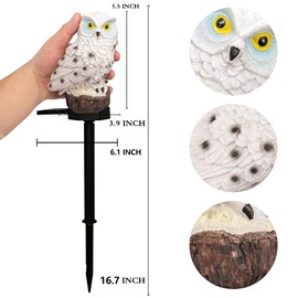 Dazzle Bright 2 Pack Owl Figure Solar LED Lights, Resin Garden Waterproof Decorations with Stake for Outdoor Yard Pathway Outside Patio Lawn Decor to Scare Birds Away, Gifts for Women, Owl Lovers