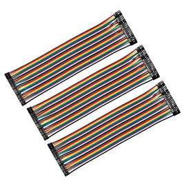 uxcell Female to Female 40P Jumper Wire 2 to 2.54mm Pitch Ribbon Cable Breadboard DIY 20cm Long 3pcs