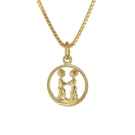 trendor Zodiac Sign Gemini 333 Gold + Gold-Plated Children's Chain Zodiac Sign Loving Necklace for Girls and Boys, Gift Idea, 75990-06, Gold
