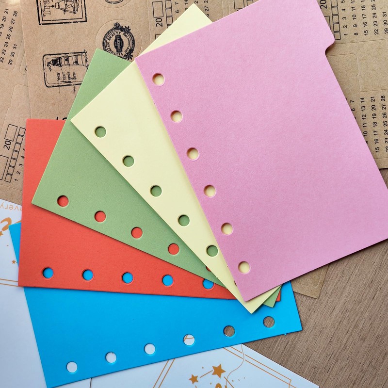 DY.2ten 10 Sheets/2 Sets Folder Dividers A7 6 Holes Mini