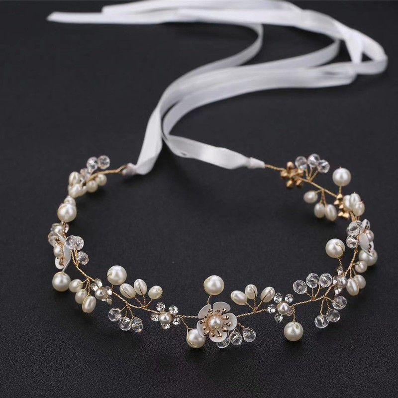 Xansema Flower Bride Wedding Headband for Women and Girls, Pearl