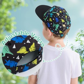 Kids Boy Girl Baseball Cap Baby Sun Hat Adjustable Toddler Trucker Hats with Flat Brim for Summer Outdoor (Dinosaur, 4-6T)
