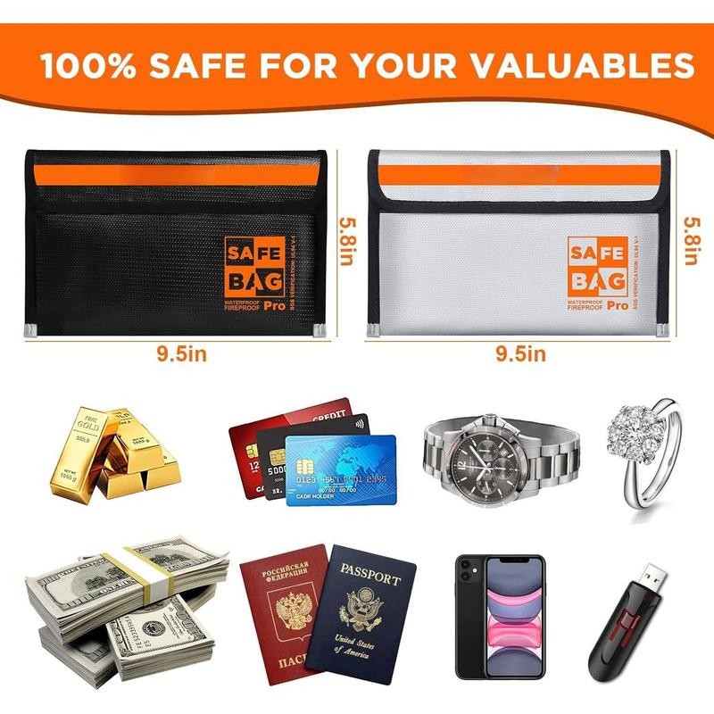 Small Fireproof Bag for Cash and Documents (9.5x5.8") 4200°F Upgraded