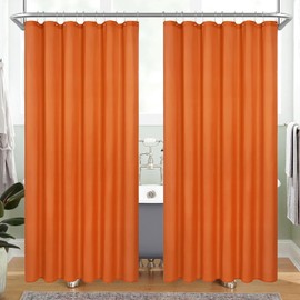 MitoVilla 2 Pack Orange Fabric Shower Curtain Liner - 72" W x 72" H, Burnt Orange Shower Curtain or Liner for Modern Neutral Hotel Bathroom Decor, Waterproof Cloth & Hotel Quality, 24 Plastic Hooks