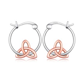 Daixiya Irish Celtic Earrings 925 Sterling Silver Plated Rose Gold Celtic Knot Hoop Earrings Ireland Jewelry Gifts for Women
