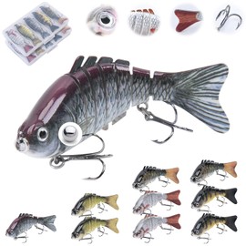 Matymats 10pcs Pike Fishing Lures, 7 Segmented Multi Jointed, 3.9" Sinking Bass Lure, 0.54oz, For Bass, Trout, Perch