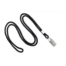 Specialist ID Black Round Non-Breakaway Lanyard With Nickel-Plated Steel Bulldog Clip