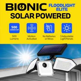 Bionic Flood Light 2 Pk Solar Lights Outdoor Waterproof, 500 Lumens Motion Sensor Outdoor Lights, Solar Motion Lights Outdoor for House, Solar Security Lights, Solar Powered Flood Light As Seen on TV