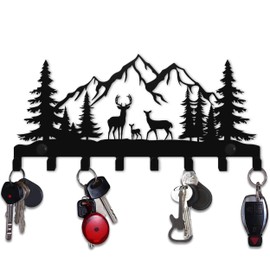 Keys Hooks for Wall, Metal Deers Hooks, Christmas Decor Deer Wall Metal Decor, Mountain Forest Wall Mount Hanger Rack for Entryway Front Door Kitchen Hallway Garage Mudroom Office (Deer)