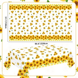 3 Pcs Sunflower Tablecloth Yellow Floral Party Table Cloth Rectangle 51 x 86In Floral Table Cover for Sunflower Party Decoration Birthday Wedding Spring Party Supplies