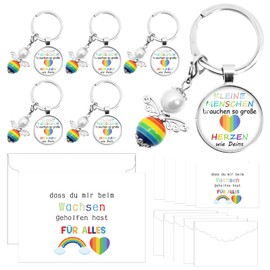 Seasboes Pack of 6 Leaving Gifts for Teachers, Teacher Gifts, Includes Key Chains, Thank You Cards, Envelopes with Bees and Heart Pendant for Teacher Educator, colour